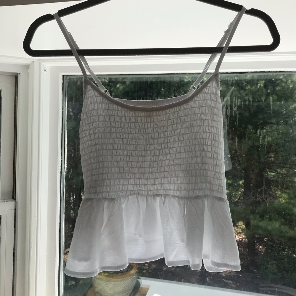 Pacsun white smocked peplum top